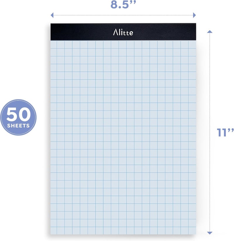 Alitte Graph Paper Pad, Pack of 3, White Letter Size - 2x2 Quad Grid Paper, Easy-Tear Perforations, 8.5 x 11 Cardboard Backing - Graph Notepads for School, Office -50 Sheets per Pad - Image 3